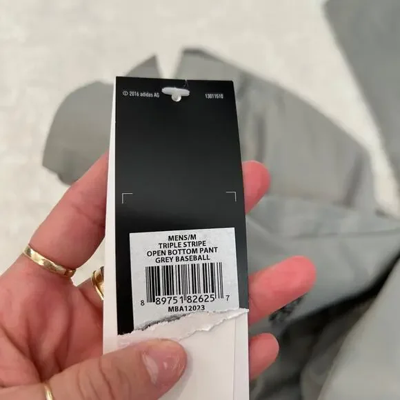 NWT Adidas Men Triple Strip Grey Baseball Pants M Athleisure Luxe Casual Workout - Picture 7 of 8